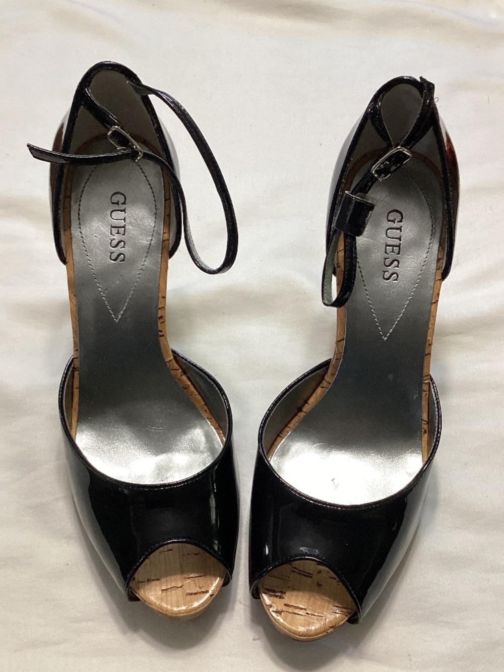 Guess black patent leather heels